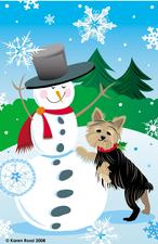 yorkie, snowman, whimsical