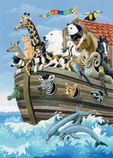 Noah's Ark in the sea with dolphins
