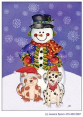 snowman, puppy, kitten, whimsical