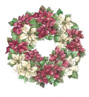 wreath, poinsettias, leaves, Christmas