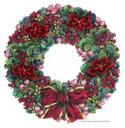 wreath, red, floral, berries, bow