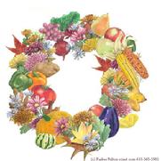 Fall wreath, vegetables, flowers, leaves