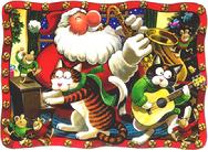 santa, musical, cats, mice, piano, horn, guitar
