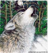 howling wolf, trees