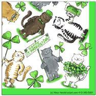 humorous St. Patrick's Day Cats with clovers and steins