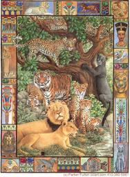 wildcats, tigers, lions, panther, leopards, intricate border