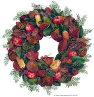 magnolia wreath, leaf, fall, apples, pears