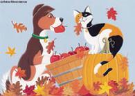 Fall Dog and Cat by Barbara Gibson