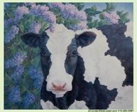 Holstein Cow in Lilacs