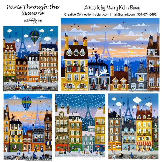 Paris through the seasons illustrations by Merry Kohn Buvia - cciart.com