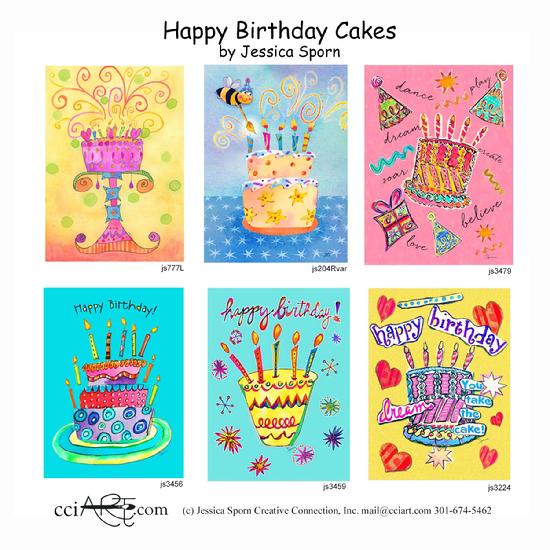 Six whimsical and colorful birthday cake designs