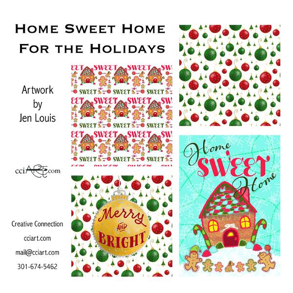A holiday collection including Gingerbread Houses and ornaments in reds and greens