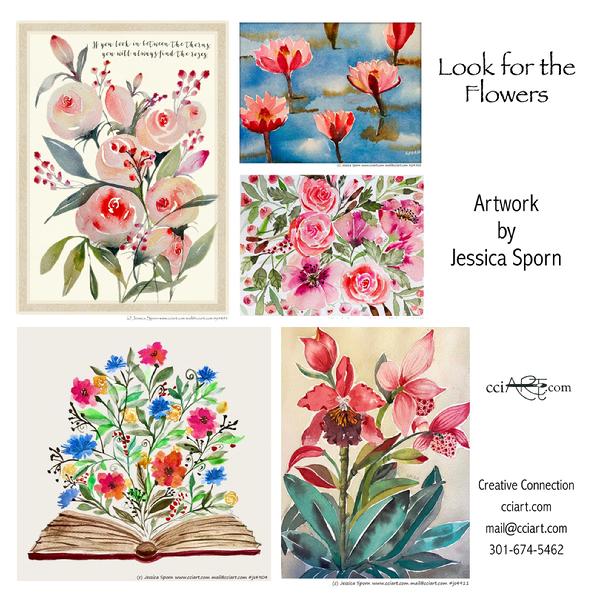 Soft whimsical floral designs for encouragement and thank you notes.