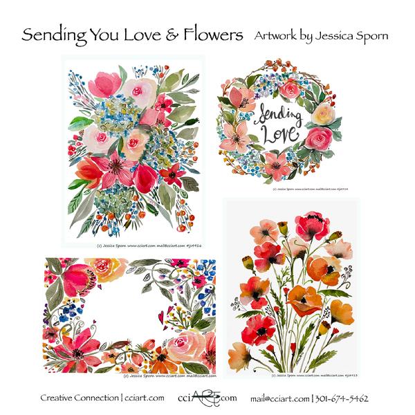 4 soft whimsical greeting card designs to boost one's spirits.