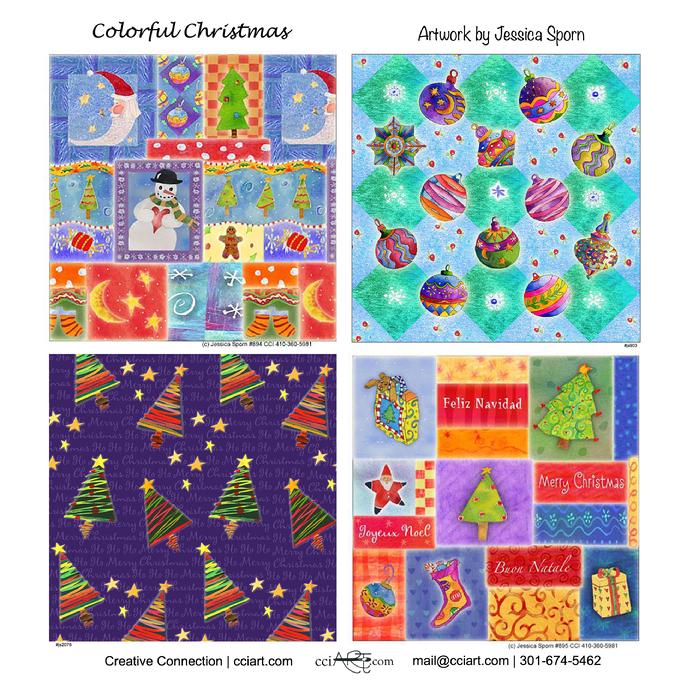 A collection of colorful Christmas patterns by Jessica Sporn - cciart.com