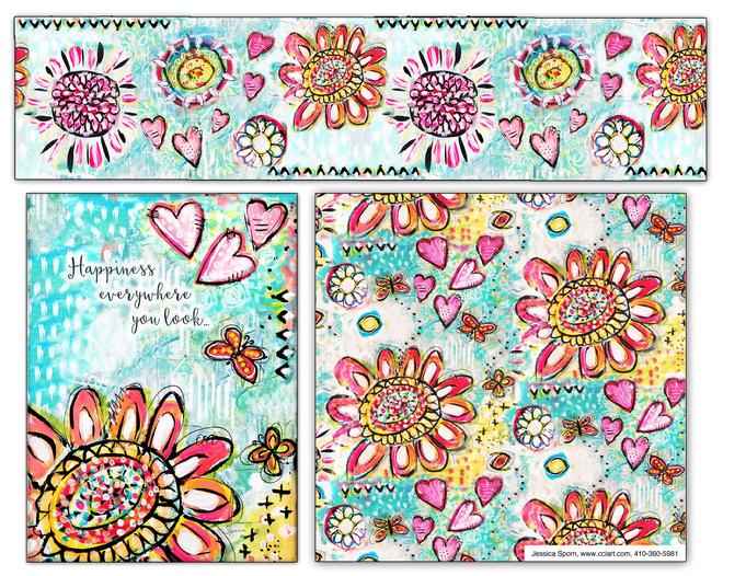 Airy and whimsical flower collection with lots of pale blues and pinks by Jessica Sporn